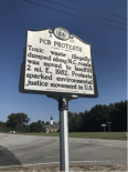 Photograph of the public marker of the 1982 PCB protests, Afton, NC.